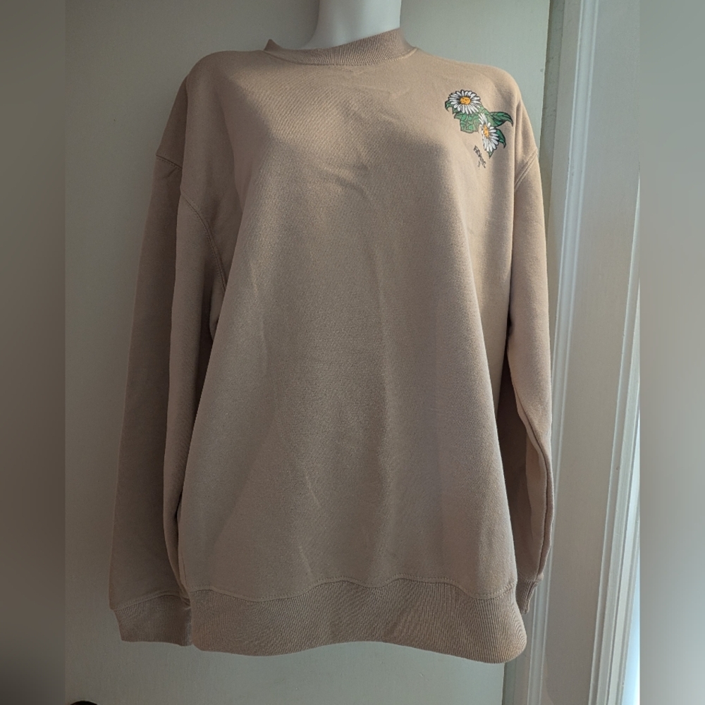 Arsenic Beige Skull And Flowers Skater Sweatshirt. M.